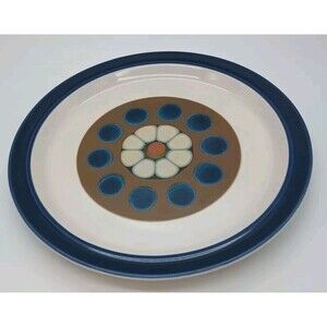 Electra Casual Ceram 12" Chop Platter Polaris 9030 Stoneware Blue Brown Floral
